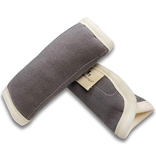 DorDor & GorGor Organic Baby Seat Belt Cushion, Extra Plush, 100% Cotton (Gray)