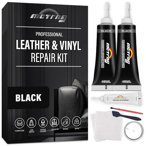 Black Leather & Vinyl Repair Kit, Leather Repair Kit for Car Seat, Shoes, Jacket, Sofa, Couch, Purse, Steering Wheel, Console, Easily Restores Faux, Artificial, Genuine Pleather With Easy Instructions