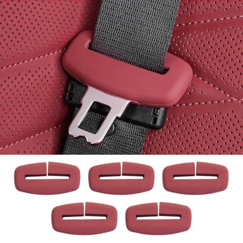 XBAOPEG 5pcs Car Seat Belt Buckler Cover, Silicon Anti-Scratch Seatbelt Buckler Protector Silencer Clip Holster for BMW Accessories, Car Interior Accessories for Men and Women (5pcs Red)