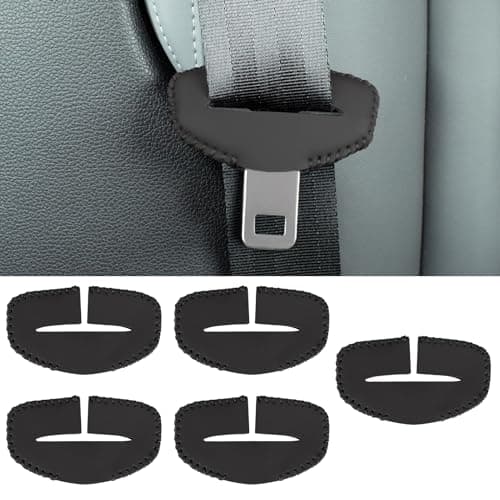 FWUNYVN 5PCS Seats Belt Buckle Cover,Car Seats Belt Fixing Buckle Decorate Protector Leather Cover,Seats Belt Silencer Clip Holster,Seats Belt Buckle Cover for Most Vehicles -Black