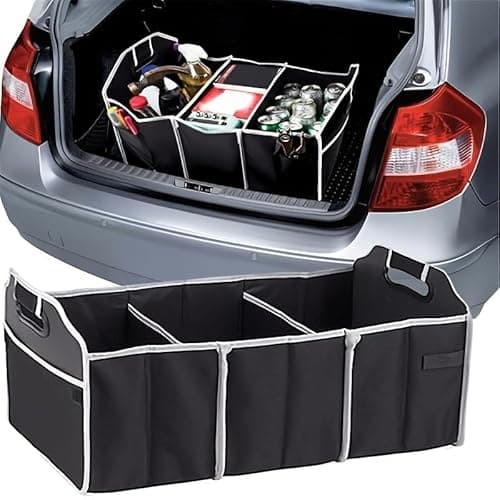 JINTIAO Car Trunk Organizer, Portable Foldable Storage Bag with 3 Compartments, Waterproof Cargo Storage for SUV, Truck, Van, Sedan